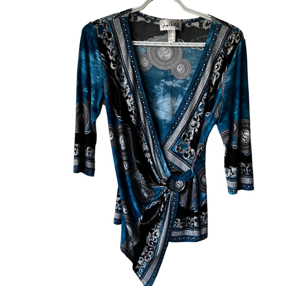 JOSEPH RIBKOFF | Faux Wrap Printed Top